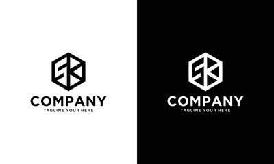 Creative Letter SK Monogram Logo Design Icon Template White and Black Background