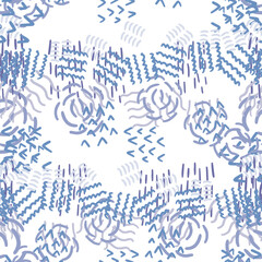 Fantasy messy freehand doodle geometric shapes seamless pattern. Infinity ditsy scribble abstract card, layout. Creative background. Textile, fabric, wrapping paper.