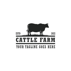 Cattle farm logo vector. Cow farm logo