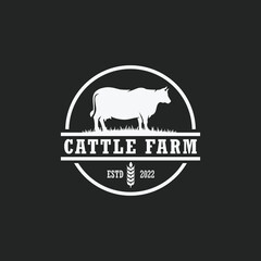 Cattle farm logo vector. Cow farm logo