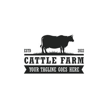 Cattle farm logo vector. Cow farm logo
