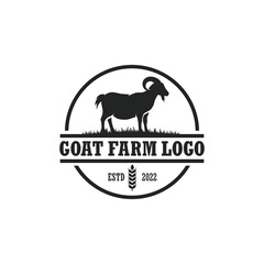 Goat farm logo vector. Cattle farm logo