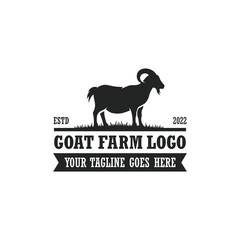 Goat farm logo vector. Cattle farm logo