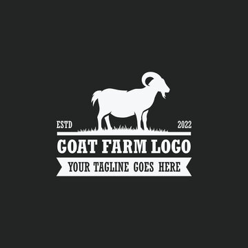 Goat farm logo vector. Cattle farm logo