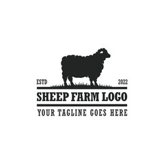 Sheep farm logo vector. Cattle farm logo