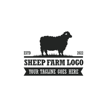 Sheep farm logo vector. Cattle farm logo