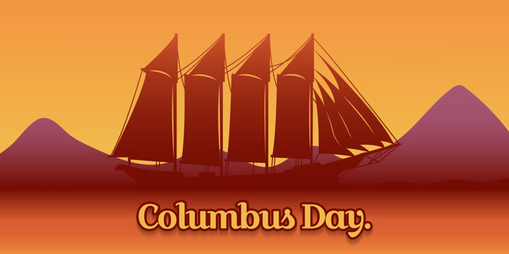 Columbus Day Greeting Gradient Background. Seascape Background