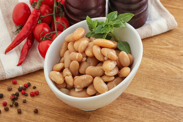 Whinte canned kidney beans in the bowl