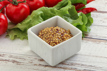 Mustard seeds sauce in the bowl