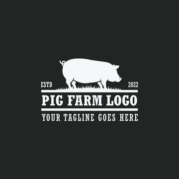 Pig farm logo vector. Cattle farm logo