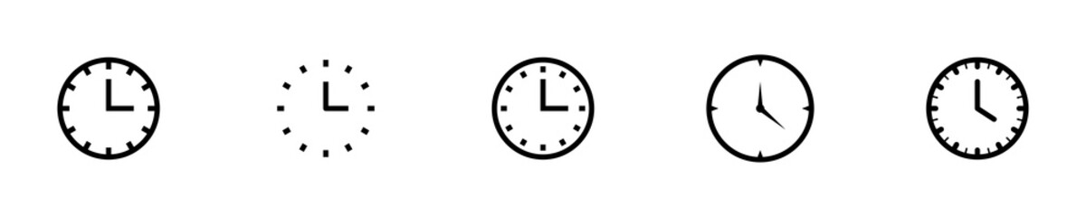 Colección de relojes de diferentes diseños. Conjunto de iconos de reloj. Concepto de tiempo
