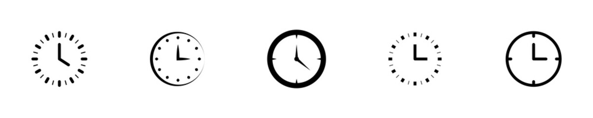 Conjunto de iconos de reloj de pared o pulsera. Conjunto de iconos de reloj. Concepto de tiempo