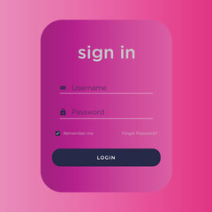 login form, Login page, sign in, Vector design template