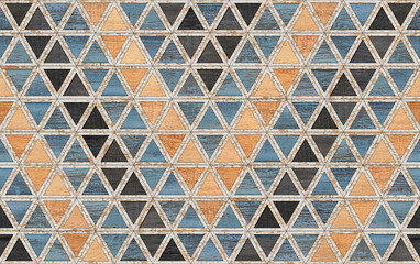 Seamless wooden background. Decorative wall panel with triangular pattern.