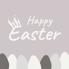 Easter eggs art, bunny ears. Easter Card, Happy holiday art.