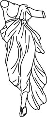 Illustration of classic greek sculpture in line art style with color spots background.
