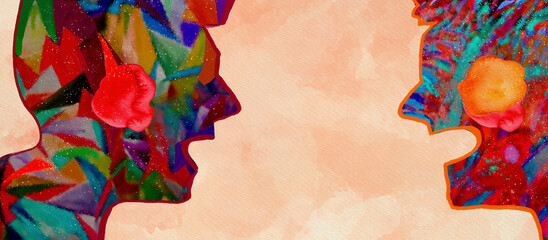 Anger. Watercolor concept background.