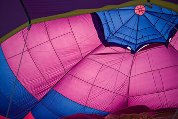 bright colors and abstract shapes looking inside a hotair balloon
