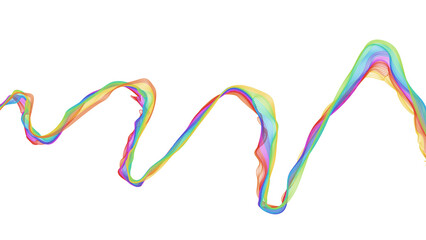 Rainbow colors semi-transparent line ribbon flowing overlay