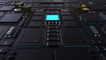 Fototapeta premium components of computing power on a chip . the concept of next-generation computer technology
