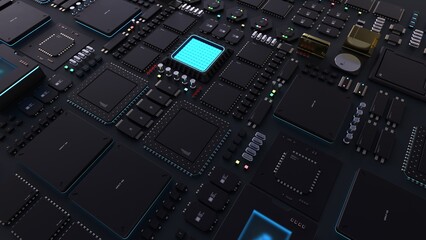 Fototapeta premium components of computing power on a chip . the concept of next-generation computer technology