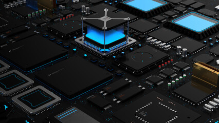 Fototapeta premium components of computing power on a chip . the concept of next-generation computer technology