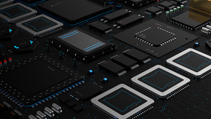 Fototapeta premium components of computing power on a chip . the concept of next-generation computer technology