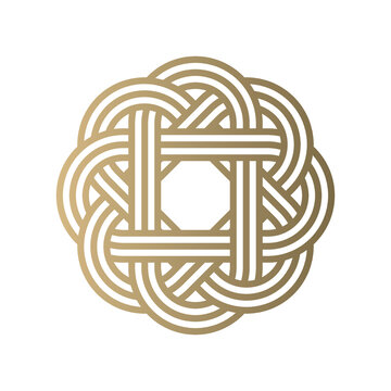 Golden celtic knot symbol. Vector illustration