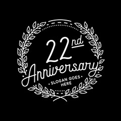 22 years anniversary celebrations design template. 22nd logo. Vector and illustrations.
