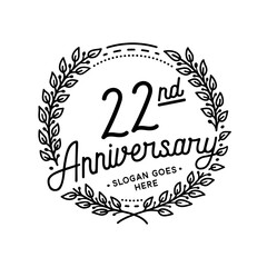 22 years anniversary celebrations design template. 22nd logo. Vector and illustrations.
