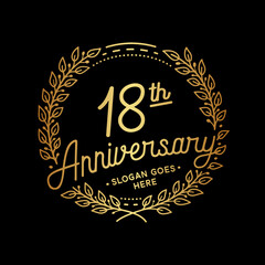 18 years anniversary celebrations design template. 18th logo. Vector and illustrations.
