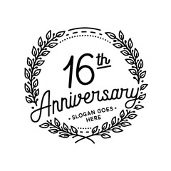 16 years anniversary celebrations design template. 16th logo. Vector and illustrations.
