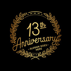 13 years anniversary celebrations design template. 13th logo. Vector and illustrations.
