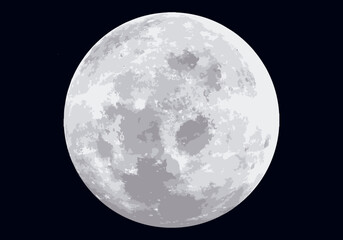 Luna llena en una noche oscura.  - obrazy, fototapety, plakaty