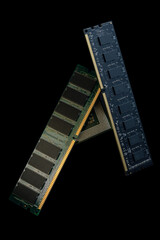 RAM and processor from a computer on a dark background