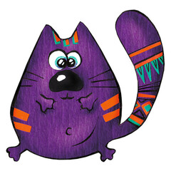 funny violet cat, isolated illustration paper applique