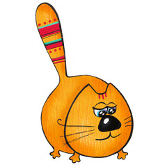 funny orange cat, isolated illustration paper applique