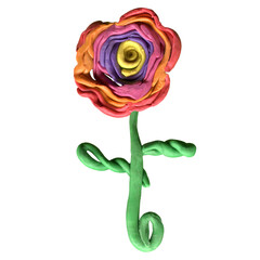 isolated plasticine orange floral colorful element made of plasticine or clue