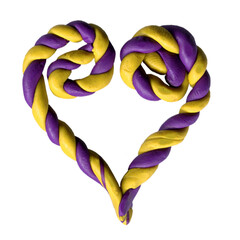isolated plasticine heart stripes colorful element made of plasticine or clue