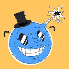 Vector Illustration Symbol Bomb with Face