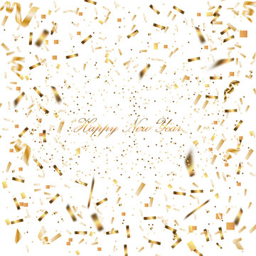 Happy New Year 2023 greeting card poster. Confetti.