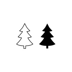 Christmas tree geometric icon silhouette isolated on white background. New year desing, fir illustration.