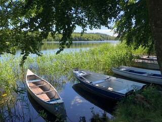 canoe and boat on th elake