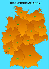 Renewable energies - Bioenergy Plants  Germany map  for each individual state