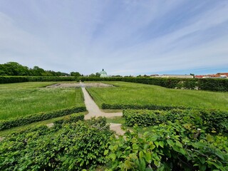 Flower gardens Kvetna Zahrada in Kromeriz during spring season