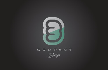3 green grey number logo icon design. Creative template for company and business