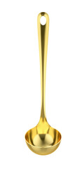 Gold ladle isolated on transparent background, front view