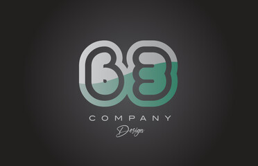 63 green grey number logo icon design. Creative template for company and business
