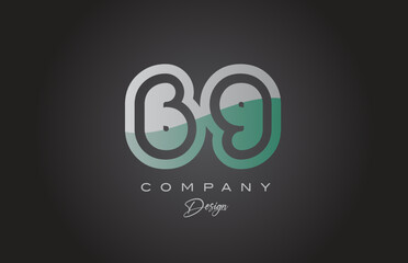 69 green grey number logo icon design. Creative template for company and business