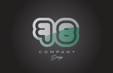 78 green grey number logo icon design. Creative template for company and business